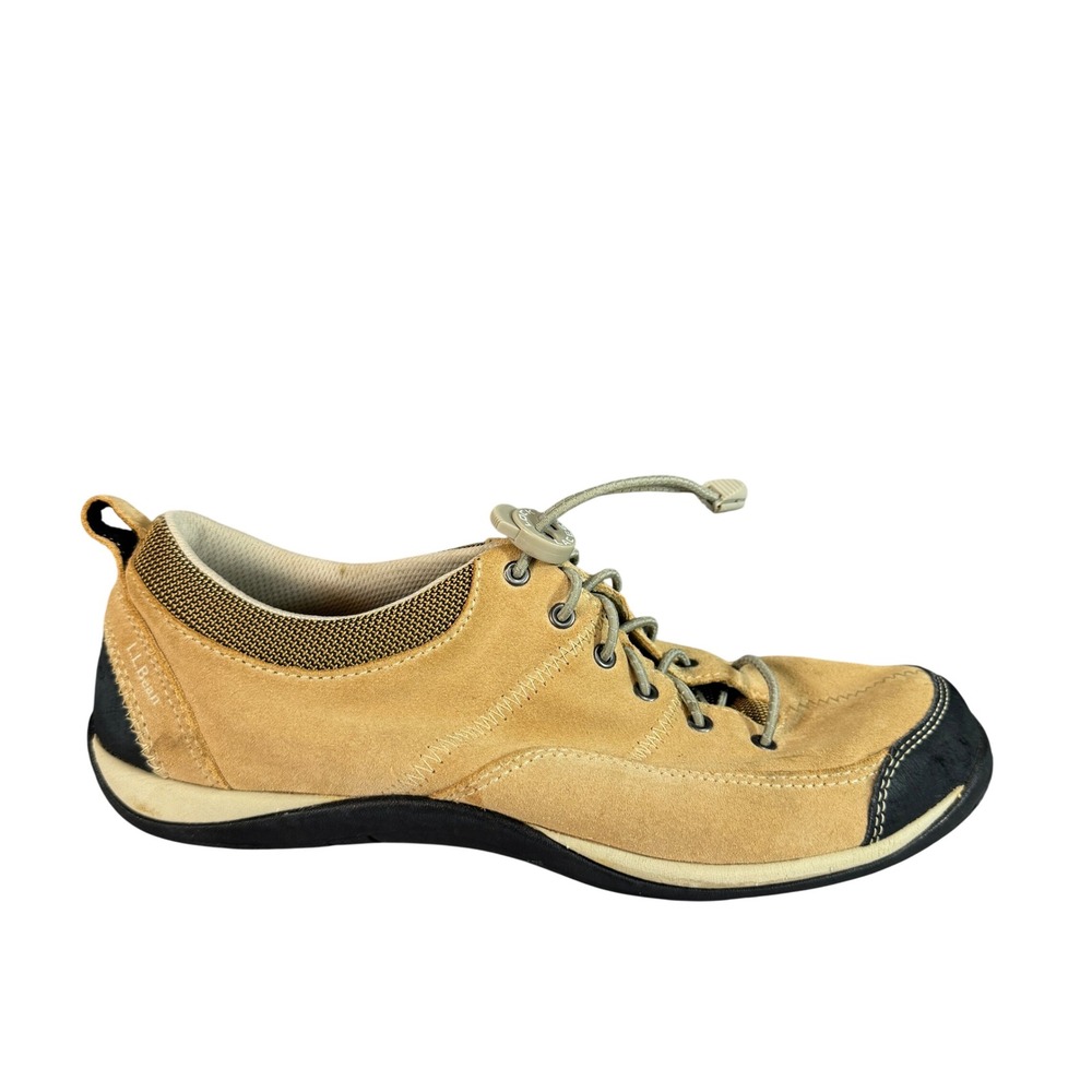 LL Bean Comfort Mocs Tan Suede Walking Shoes with Lock Laces Women's 9.5 Wide